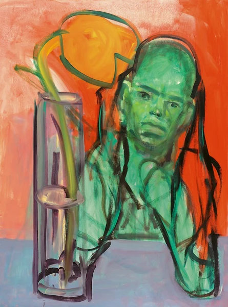 Hans Witschi — Selbstbildnis mit Blume, 1992