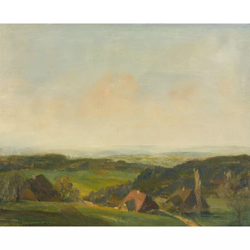Hans Zaugg — Landschaft im Bernbiet mit Häusergruppe.