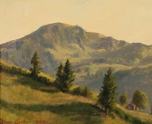 Hans Zeller — Abendsonne. Blick gegen die Hochalp, 1949