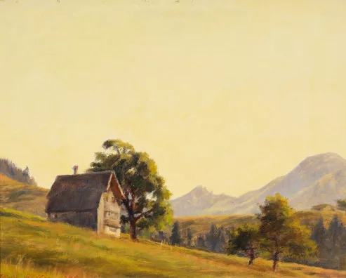 Hans Zeller — Auf Blattendürren, Urnäsch. Abendsonne, 1949