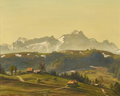 Hans Zeller — Vorfrühlingstag, Säntis und Altmann, 1968