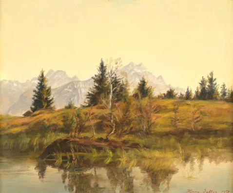 Hans Zeller — Abendsonne. Blick auf Säntis und Altmann, 1957