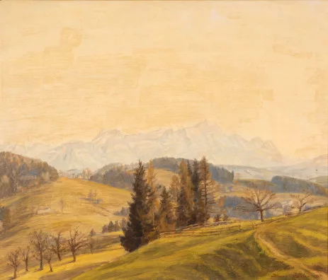 Hans Zeller — Blick auf Säntis und Altmann. Vorfrühling, 1954