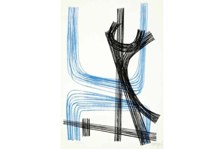 Komposition schwarz-blau