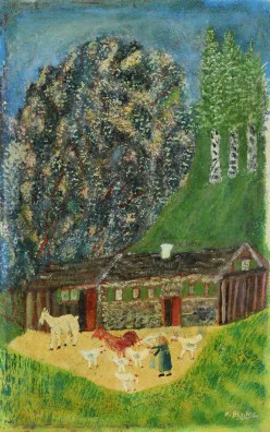 Heinrich Bleiker — Bauernhof mit blühendem Baum