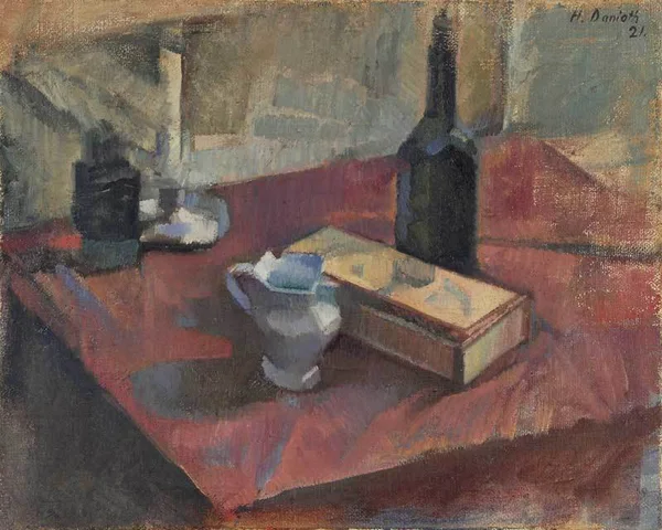 Heinrich Danioth — Stillleben mit Boccalino und Kerze, 1921