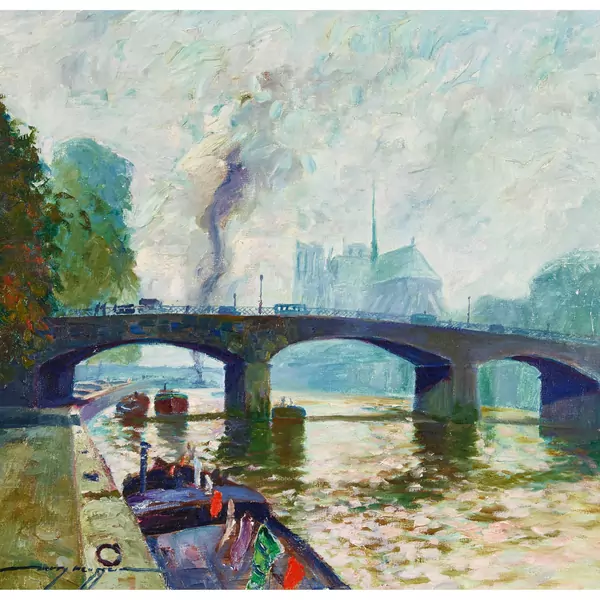 Pont de l'Archevêché in Paris mit Kathedrale Notre-Dame