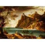Wanderer am Ufer eines Bergsees