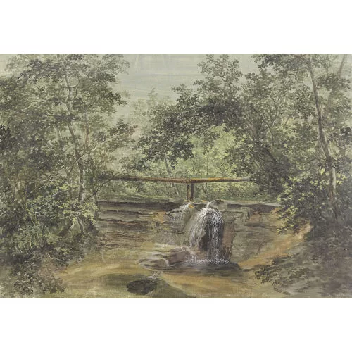 Heinrich Maurer — Lichte Waldpartie mit kleinem Wasserfall.