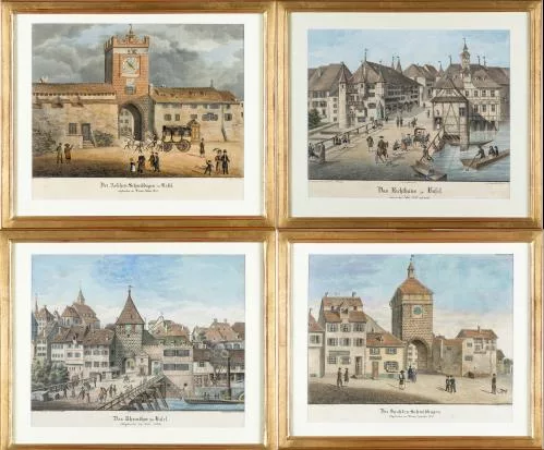 Heinrich Maurer — Heinrich Murer/ Maurer (CH, 1774-1822), ensemble de 4 lithographies par Hasler & cie