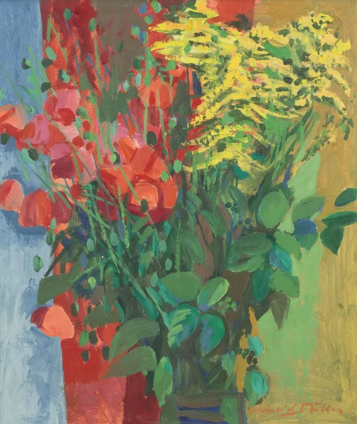 Heinrich Müller — Stillleben mit Mohn und Goldrute