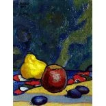 Stillleben mit Birne, Apfel und Zwetschgen