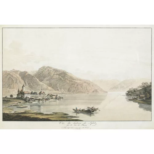 Heinrich Rieter — "Vûe du chateau de Spietz/sur le lac de Thoun".