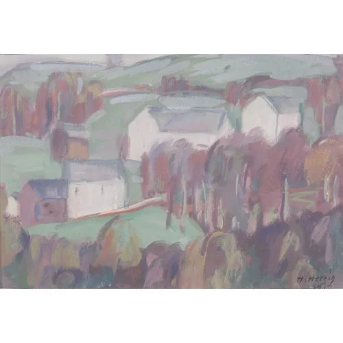 Heinrich Herzig — Herbstliche Landschaft mit Häusern.