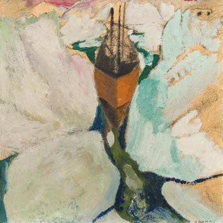 Schiff zwischen Eisbergen, um 1920