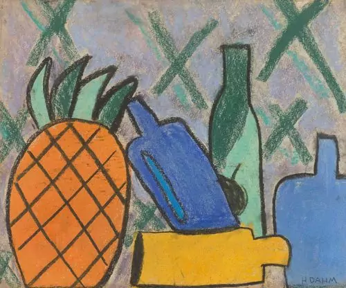 HELEN DAHM — Stilleben mit Ananas und Vasen. — Koller Auktionen