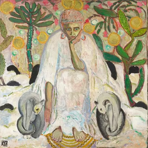 HELEN DAHM — Sitzende Frau mit Katzen. 1916. — Koller Auktionen