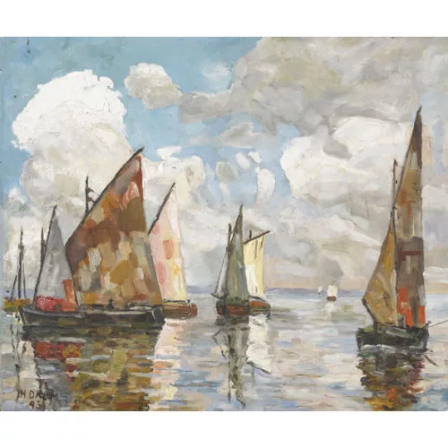 Helen Dahm — Segelschiffe auf ruhigem Wasser.
