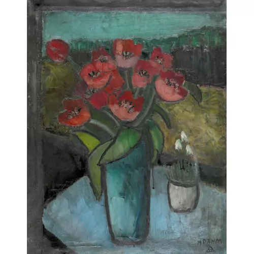 Stillleben mit Tulpen und Schneeglöckchen