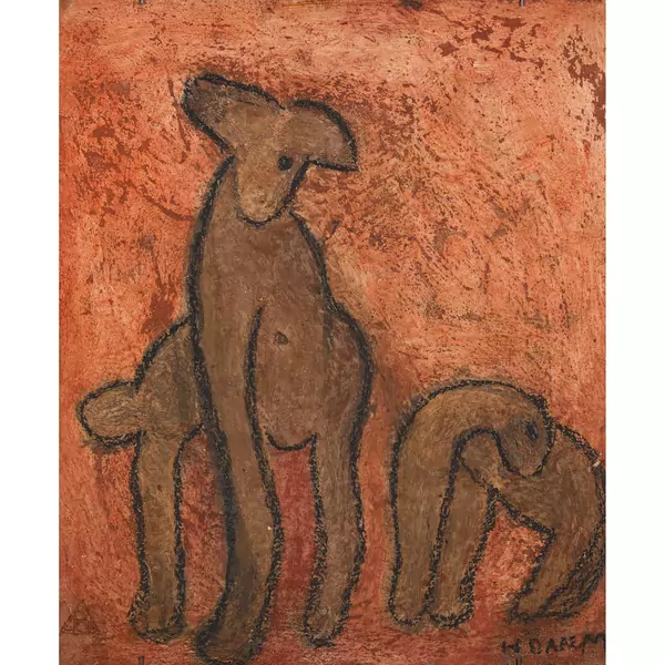 Tiere auf rotem Grund