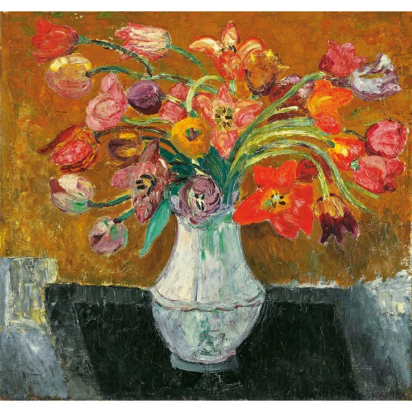 Helen Dahm — BLUMENSTRAUSS MIT TULPEN IN VASE, 1930 BUNCH OF FLOWERS WITH TULIPS IN VASE, 1930