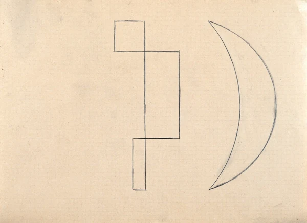 Helmut M. Federle — Woman + man - woman + viereck - moon + man, 1982