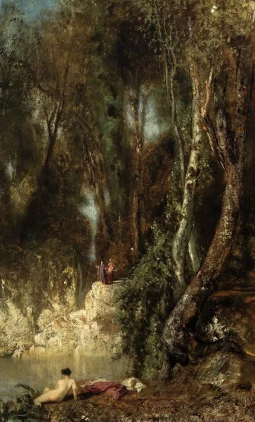 Henri Baron — Paysage aux nymphes