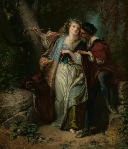 Henri Baron — zugeschrieben Romantisches Liebespaar in Waldlandschaft