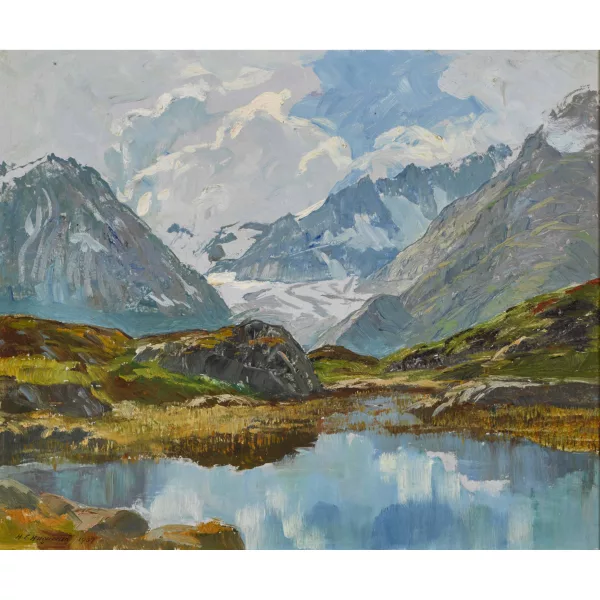 Henri-Édouard Huguenin — Sparrhorn mit Aletschgletscher.