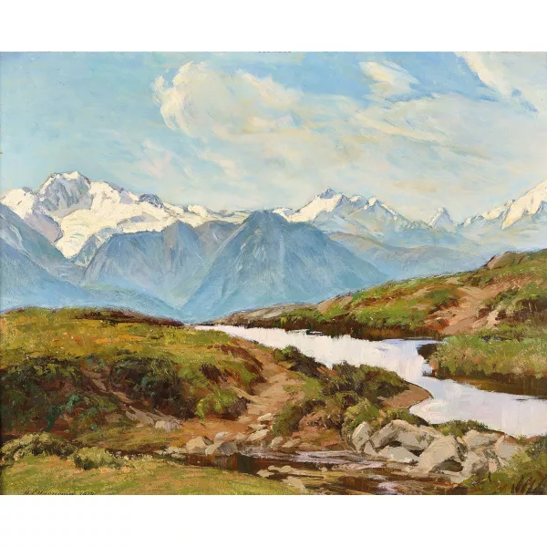 Henri-Édouard Huguenin — Blick auf Fletschhorn und Mischabel.