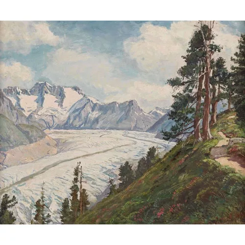 Henri-Édouard Huguenin — Sommerliche Ansicht des Aletschgletschers.