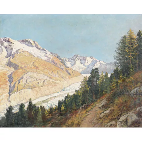 Henri-Édouard Huguenin — "La fôret et le glacier d′Aletsch en automne".