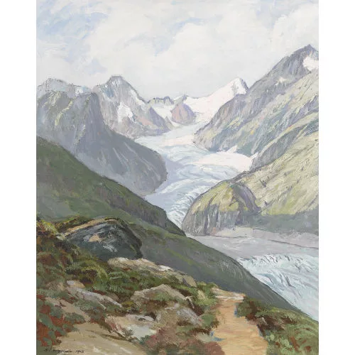 Henri-Édouard Huguenin — Sommerliche Ansicht des Fieschergletscher.