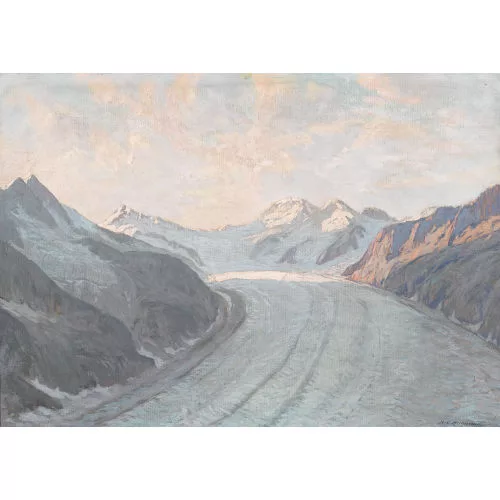 Henri-Édouard Huguenin — "Coucher de soleil sur le glacier d′Aletsch".