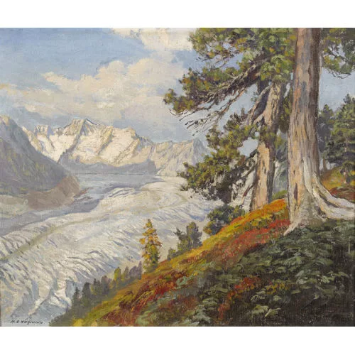 Henri-Édouard Huguenin — "Motif de la Forêt et du Glacier d′Aletsch".