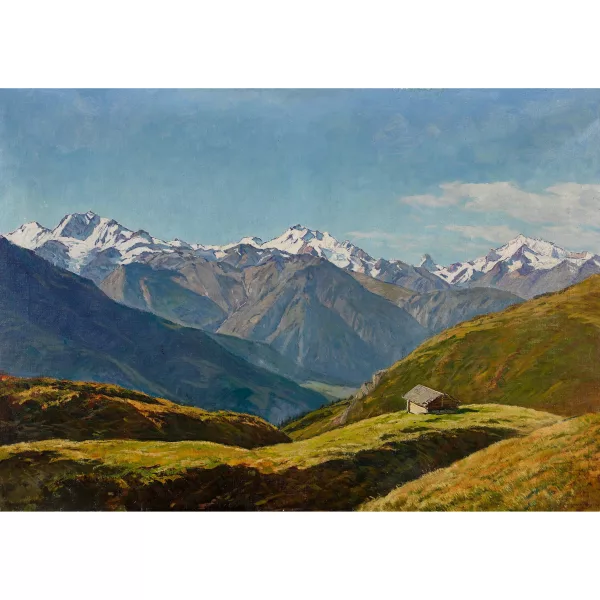 Henri-Édouard Huguenin — Blick auf Weissmies, Mischabel, Matterhorn und Weisshorn.