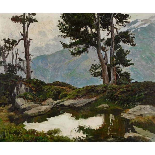 Henri-Édouard Huguenin — Berglandschaft mit kleinem See.