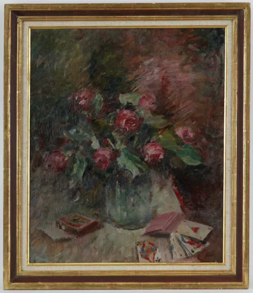 Henri Fehr — Henri Fehr (1890-1974), \\Bouquet de roses et jeu de