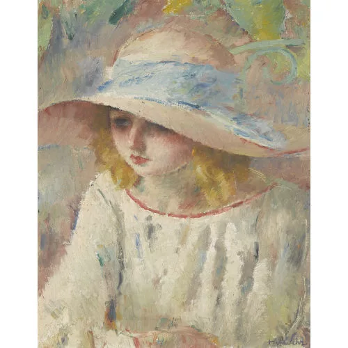 Henri Fehr — Junge Frau mit Sommerhut.