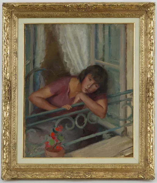Henri Fehr — Henri Fehr (1890-1974), \\Jeune femme au balcon\\,
