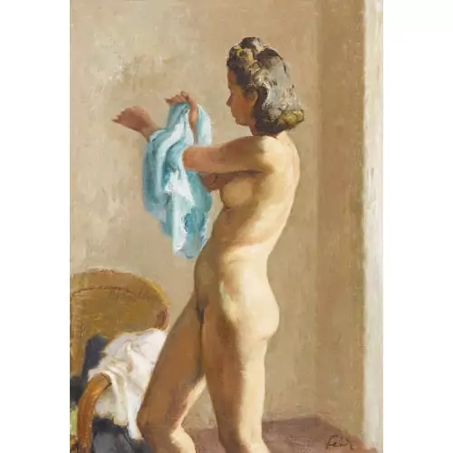 Weiblicher Akt bei der Toilette