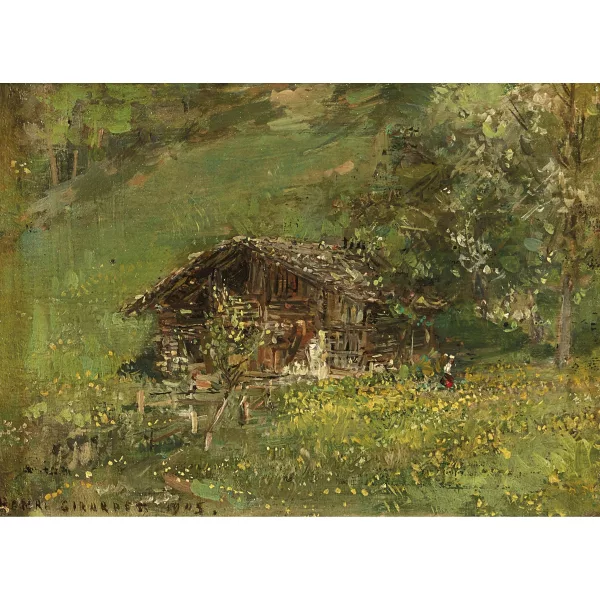 Henri Girardet — "Paysanne dans son jardin potager (Préalpes vaudoises)".