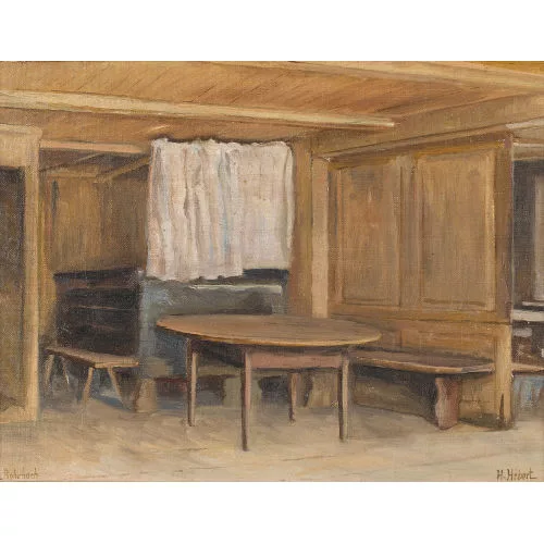 Henri Hébert — Bauernstube mit Holztäfelung.