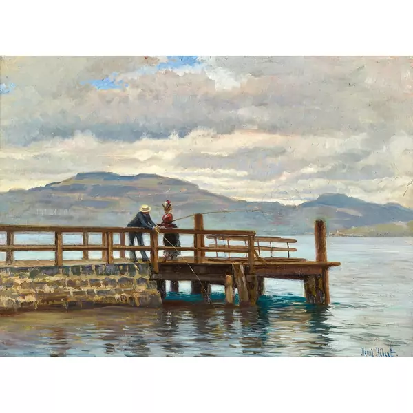 Elegant gekleidete Angler am Genfersee