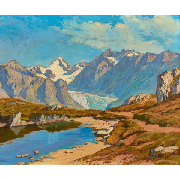 HENRI HUGUENIN — "Oberaarhorn, Glacier de Fiesch".