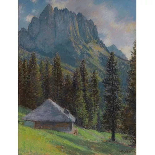 Henri Robert — Sonnige Berglandschaft mit der Gastlosenkette.