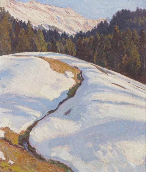 Henri Robert — Henri Marcel ROBERT (1881-1961), 'Paysage de montagne enneigé', huile