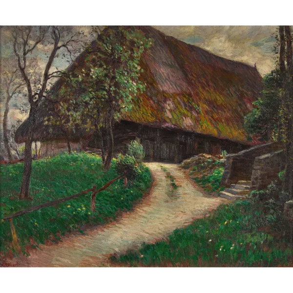 Henri Robert — Wegpartie mit Bauernhaus.