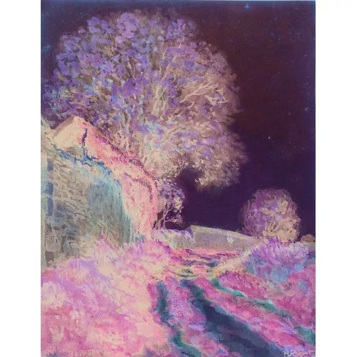 Henri Robert — Sonniger Feldweg mit Mauer.