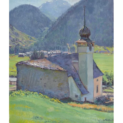 Henri Robert — Die Dorfkirche von Oberwald im Wallis.